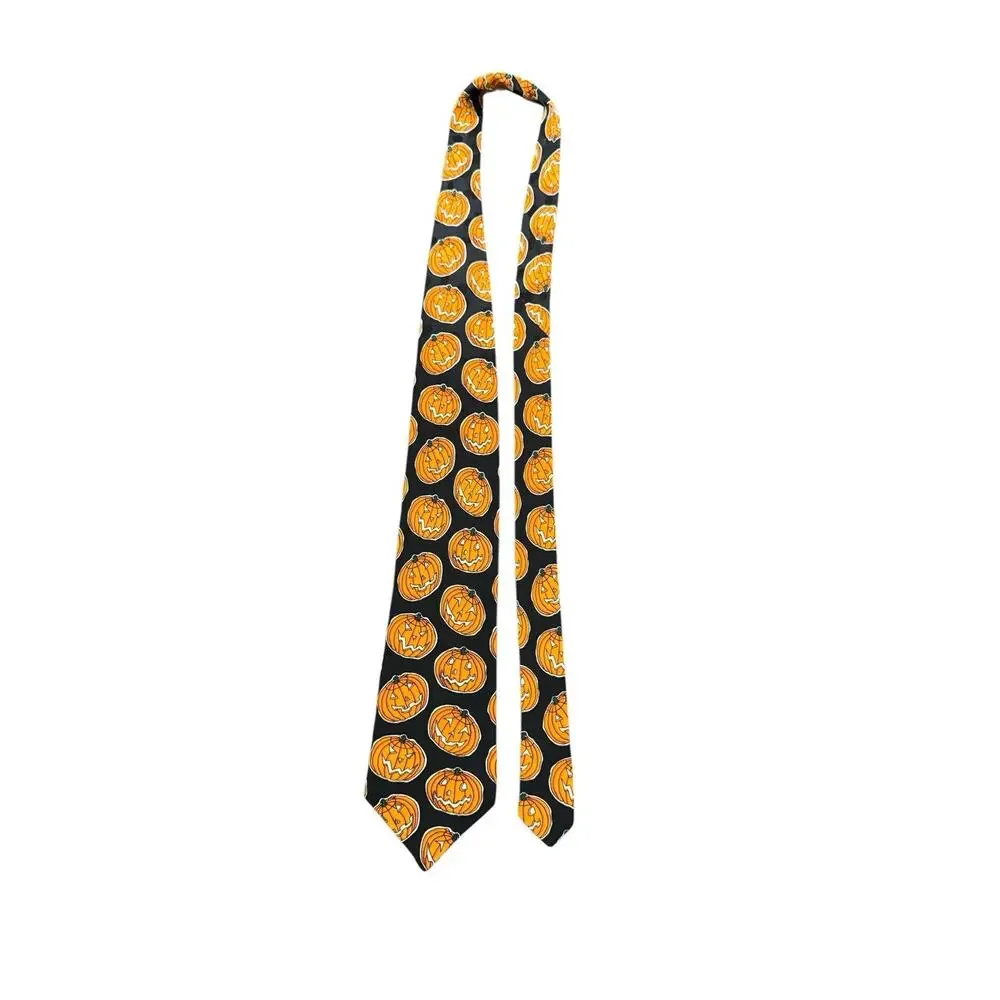 Addiction Halloween Pumpkins Jack O Lanterns Holiday Necktie 100% Silk
